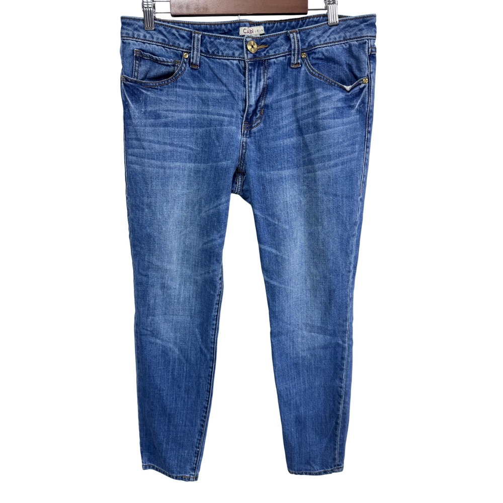 Cabi‎ Women's Size 12 Blue Jeans Denim Slim Tapered Mid Rise Stretch Style 319